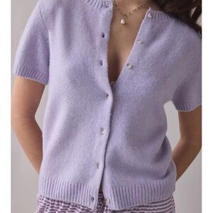 Kimchi Blue Rachel Short Sleeve Cardigan in Lavender